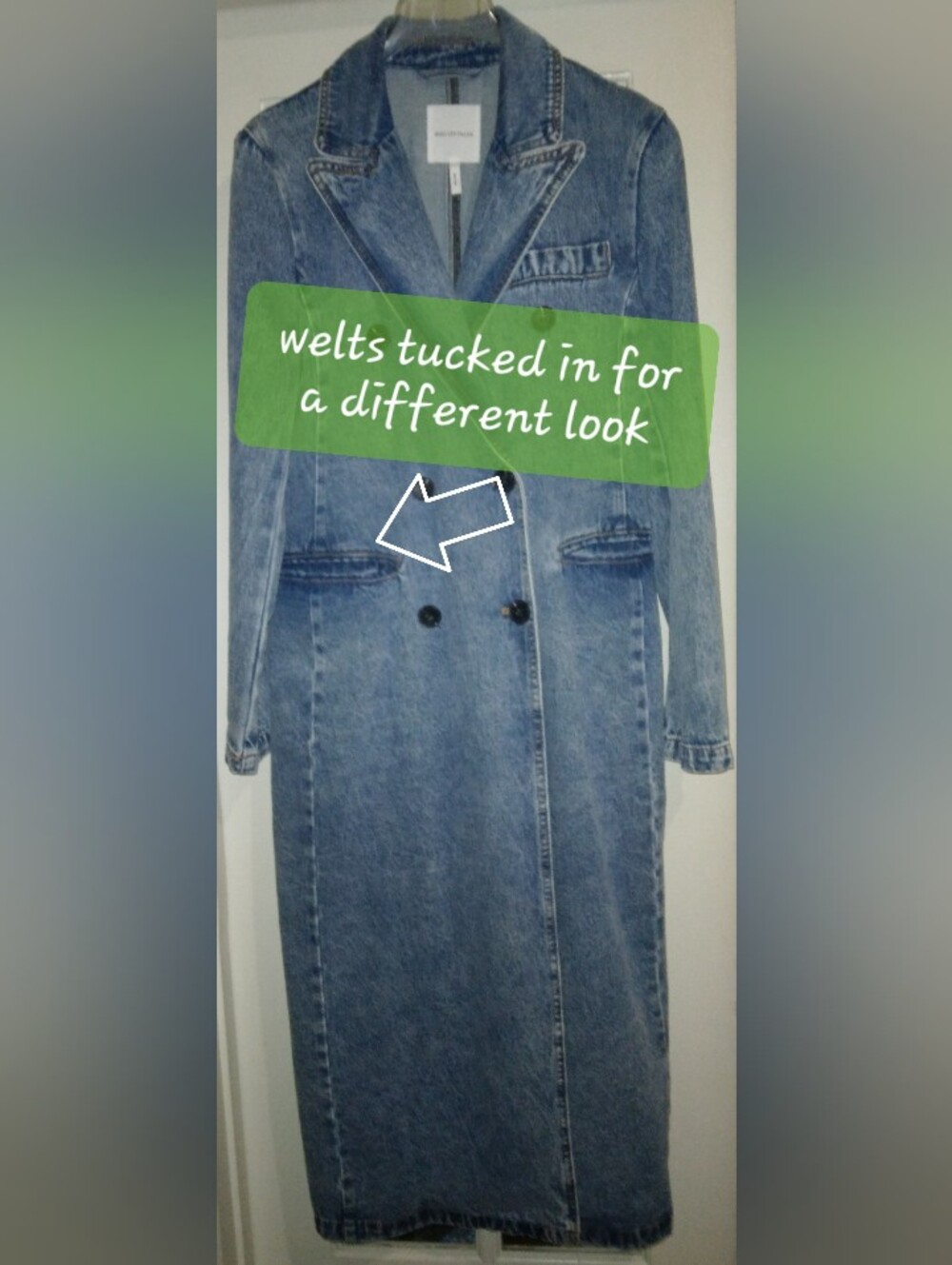 Ave Les Filles Essex Denim Double-Breasted Trench Coat - Picture 2 of 7